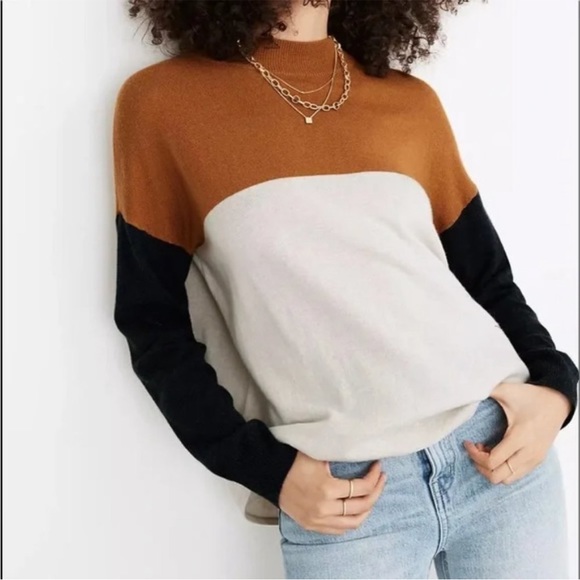 Madewell - Size XXL Colorblock Ashbury Mockneck Sweater MC029 - Picture 2 of 10